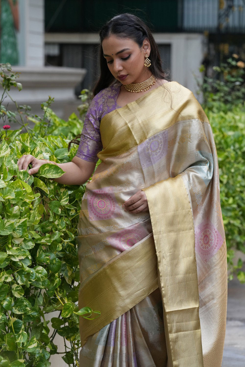Image of Kanchipattu Gold Tissue Brocade Saree